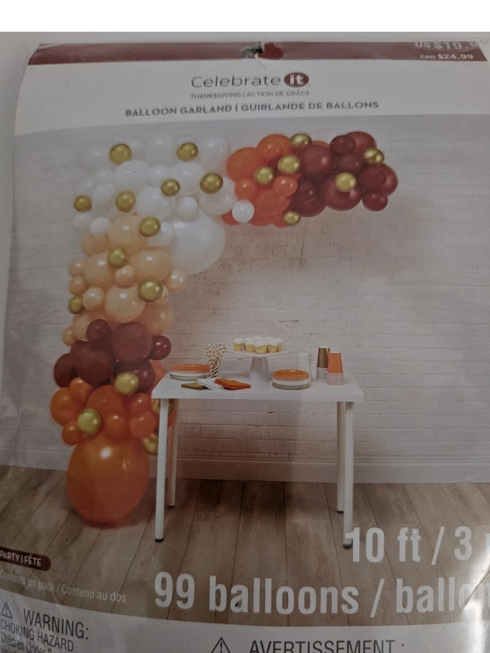 99 Balloons Garland Kit 10Ft White Orange Gold Burgundy Celebrate It Party